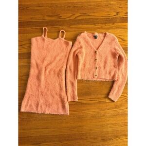 Art‎ Class Target Girls 2 Piece Set Fuzzy Dress Cardigan Sz L Large 10/12 Coral